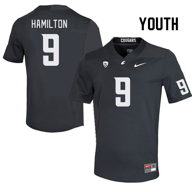 Youth #9 Isaiah Hamilton Washington State Cougars College Football Jerseys Stitched Sale-Charcoal - Click Image to Close